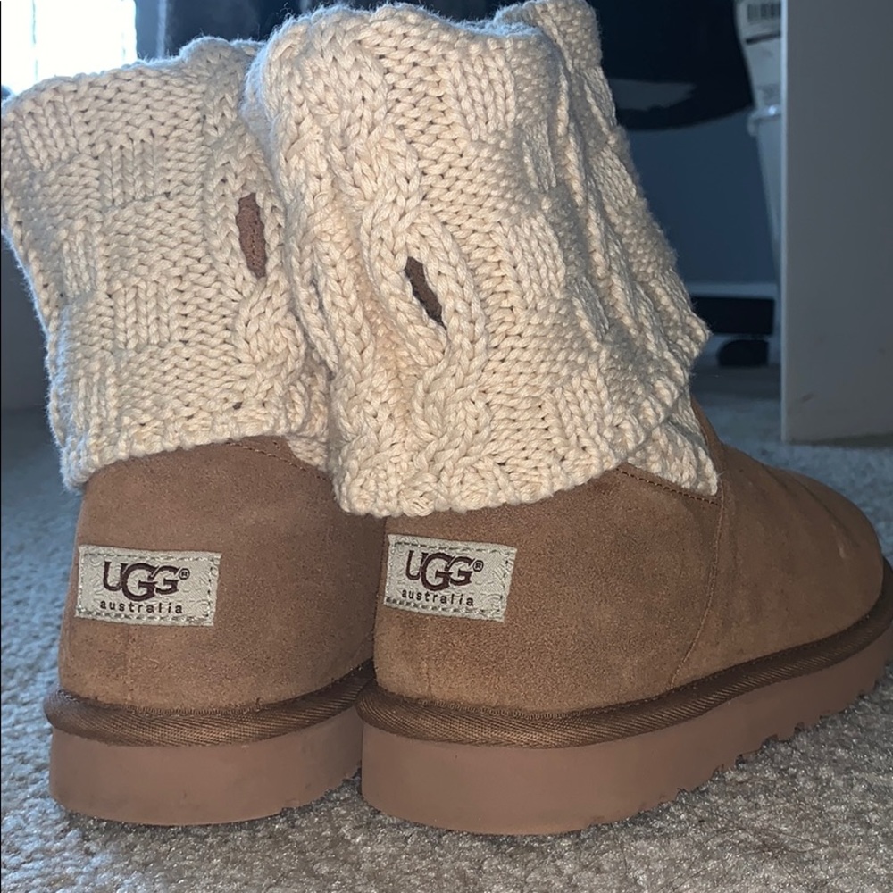 UGG Cassidy Chestnut Suede Knit Buckle Boots